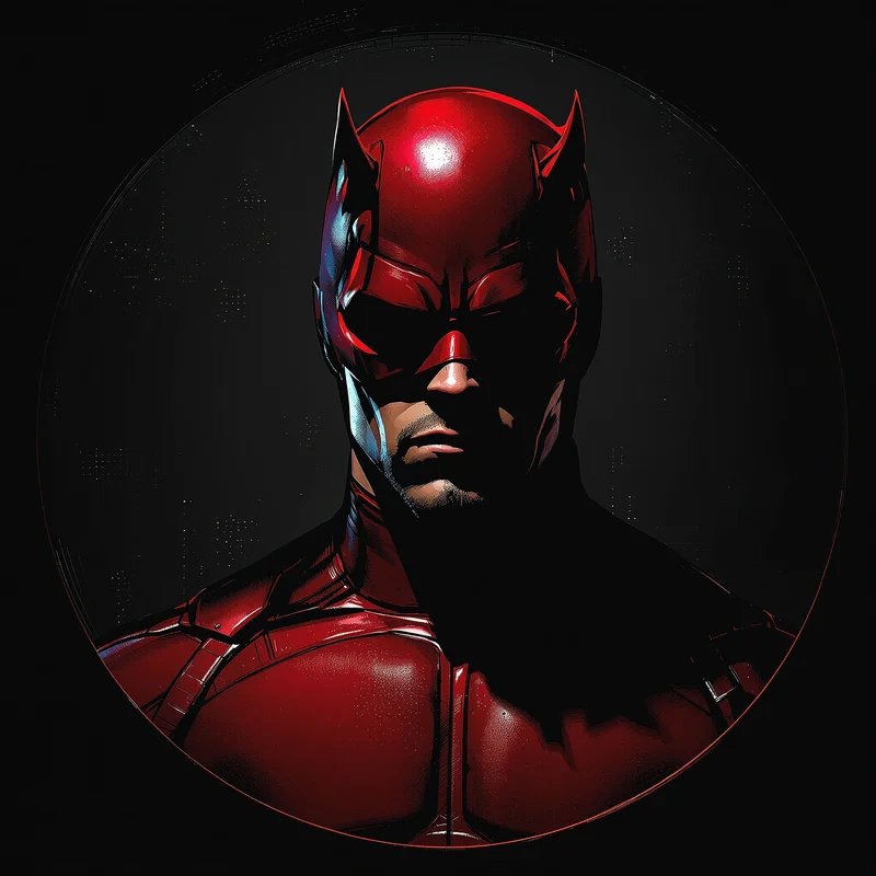Daredevil avatar portrait with disciplined heroic presence