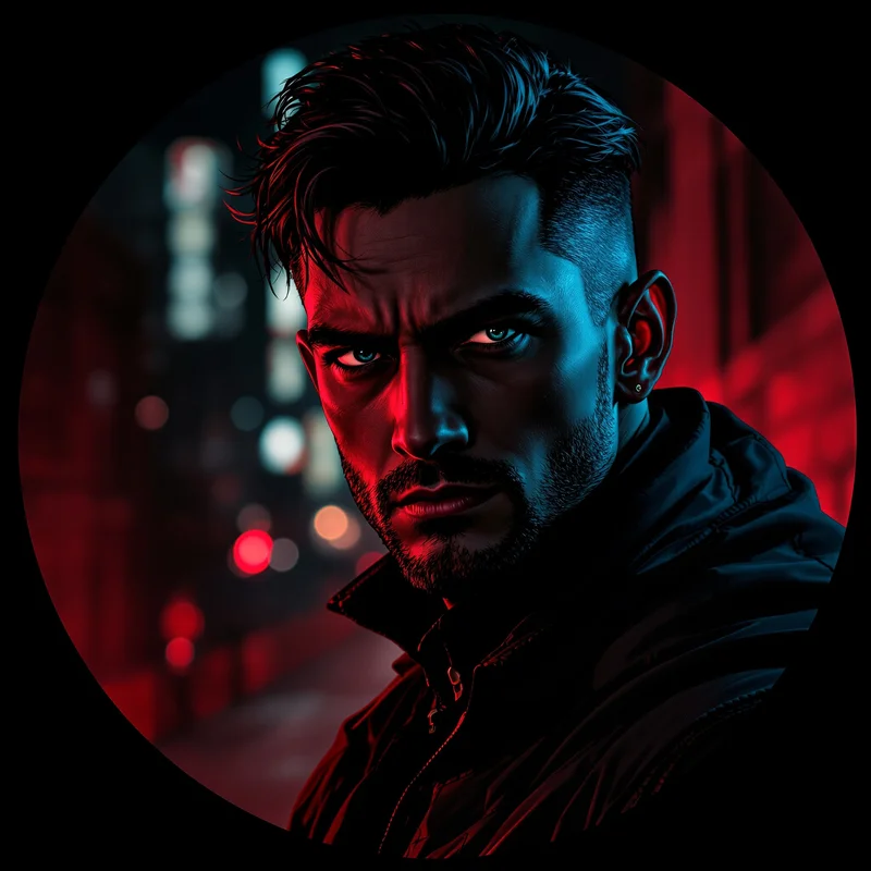 Daredevil PFP with dark urban composition and clear readability
