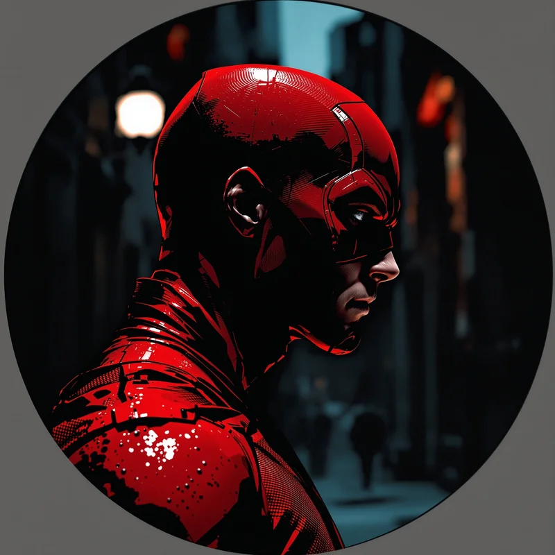 Daredevil avatar profile image with controlled heroic intensity