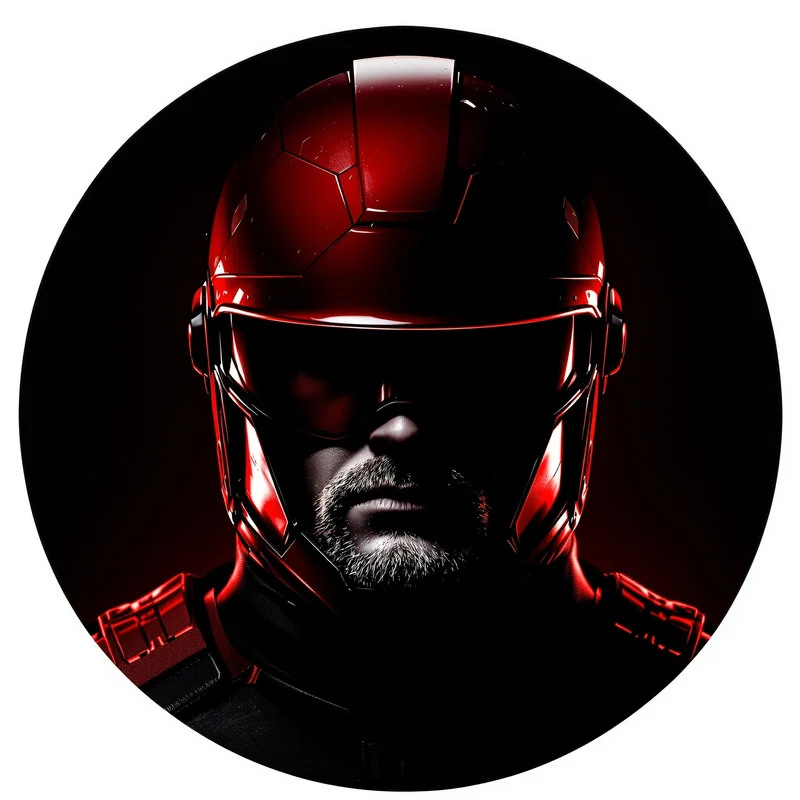 Daredevil avatar profile image with controlled heroic intensity