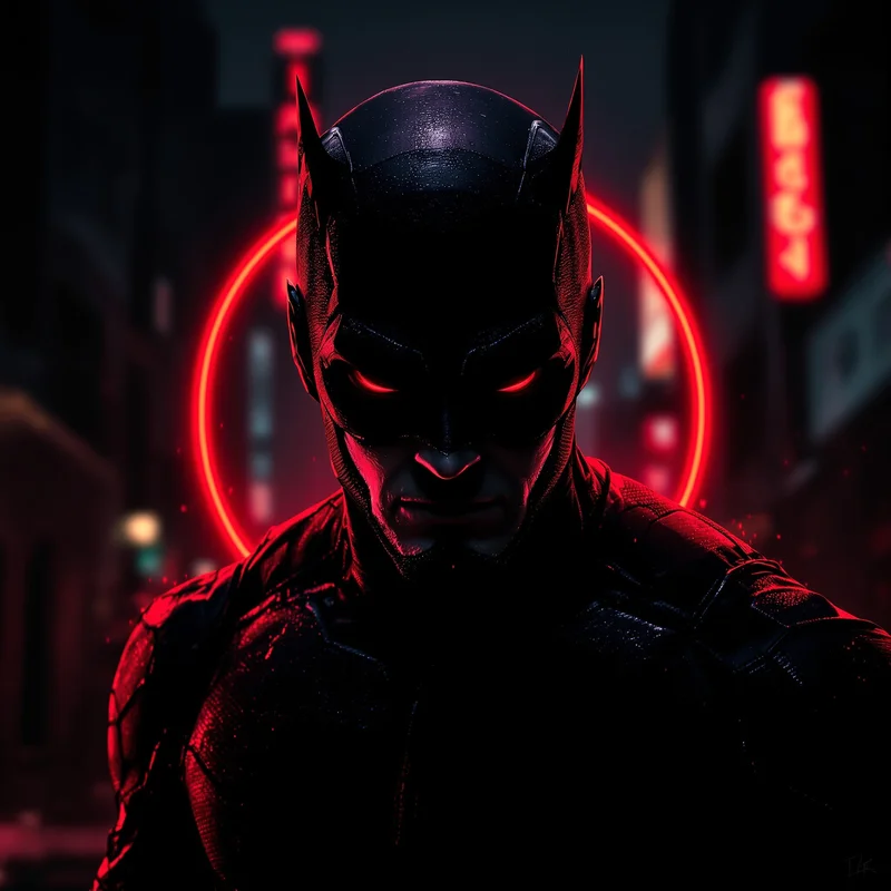 Daredevil avatar portrait with disciplined heroic presence