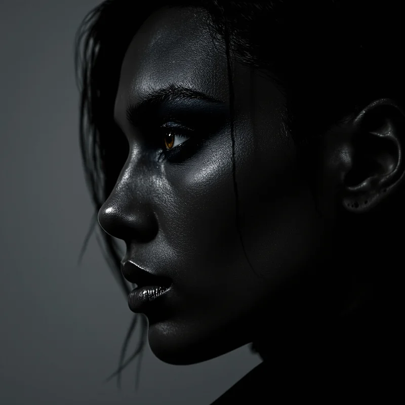 dark avatar profile image with black aesthetic contrast and clean face focus