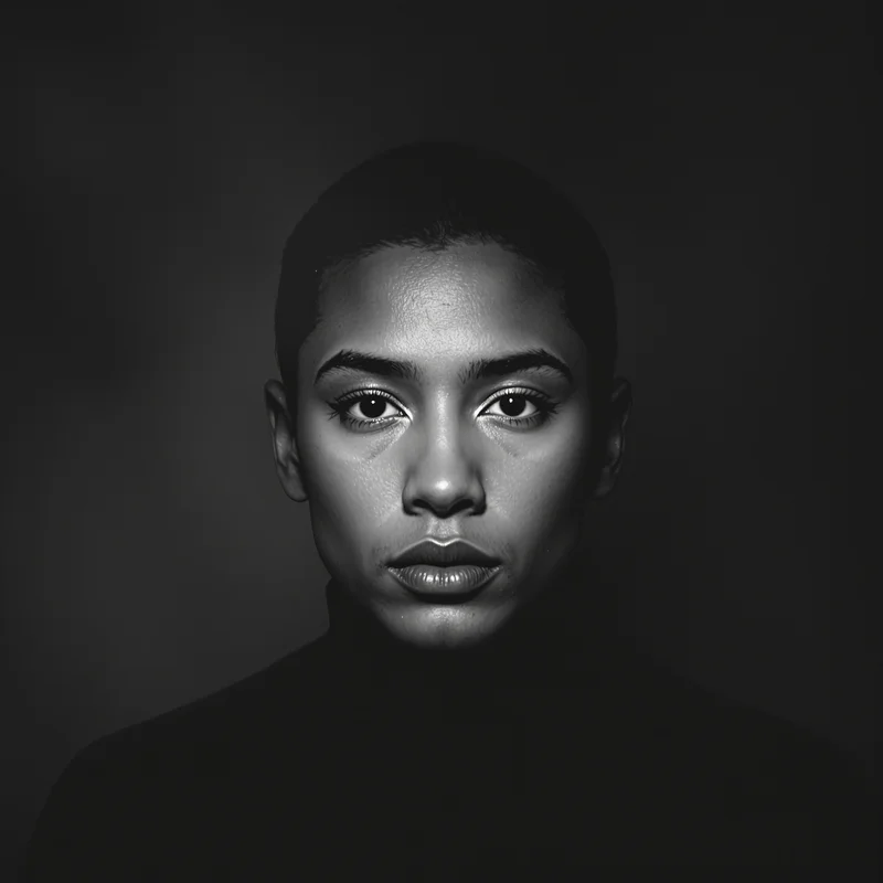 minimal dark avatar with controlled shadow and strong profile image clarity