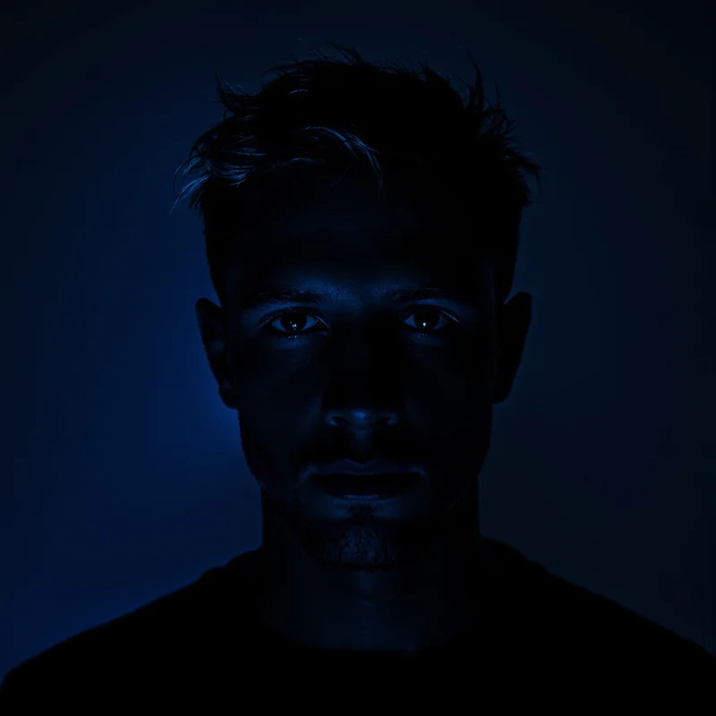 dark digital identity icon with low-light atmosphere and readable avatar structure