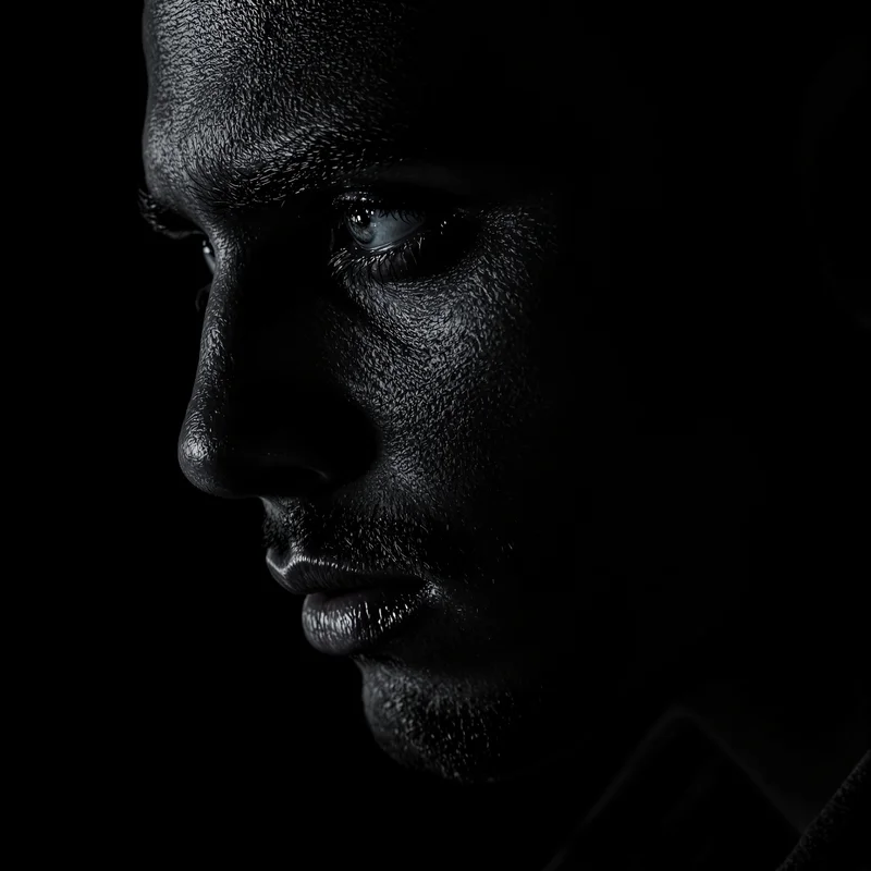 dark PFP avatar with shadow-heavy mood and strong digital identity presence
