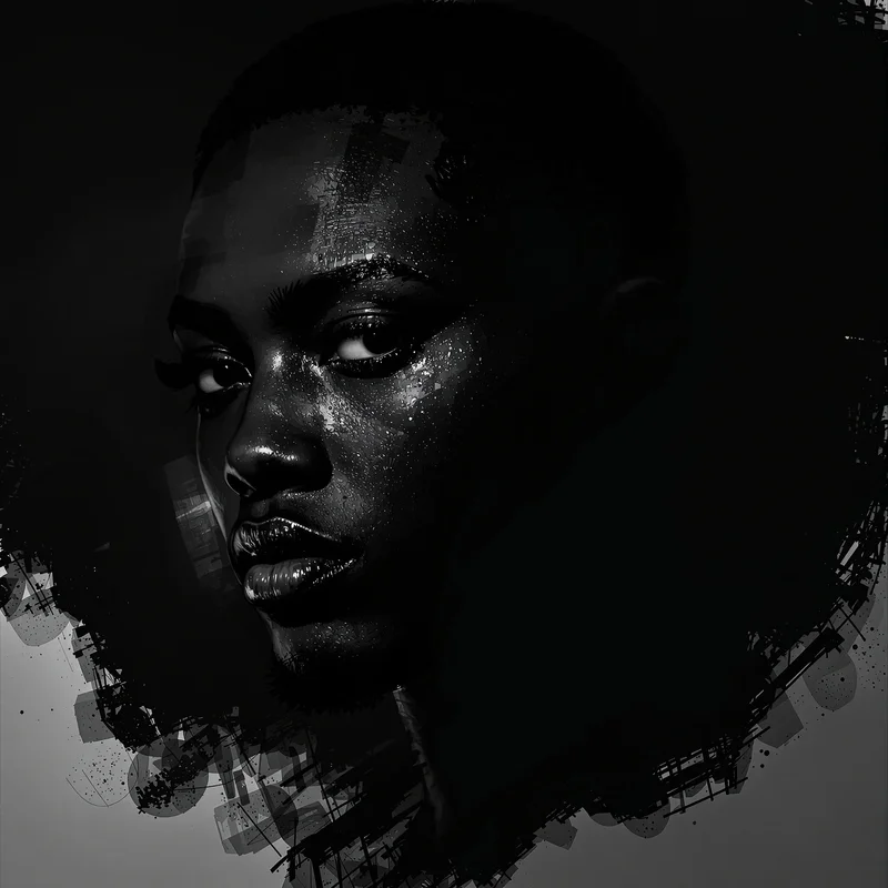 minimal dark avatar with controlled shadow and strong profile image clarity