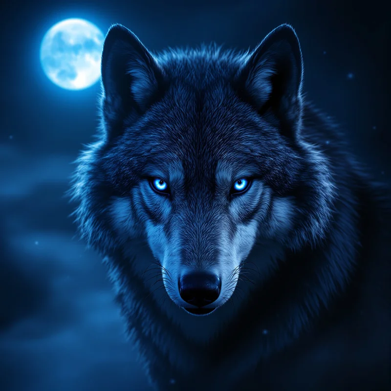 Blue moon wolf avatar.