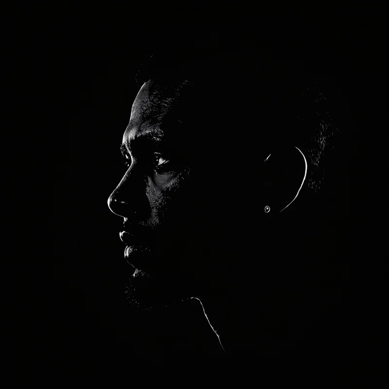 dark avatar profile image with black aesthetic contrast and clean face focus