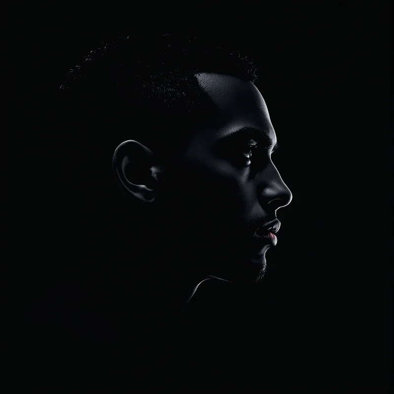 dark avatar profile image with black aesthetic contrast and clean face focus