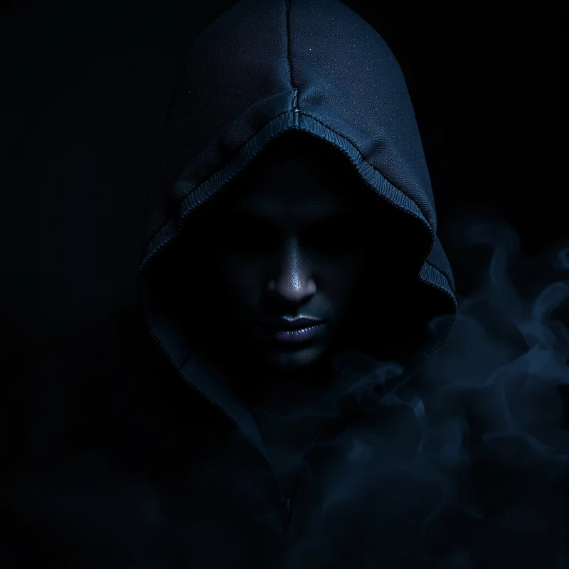 Dark hooded avatar.