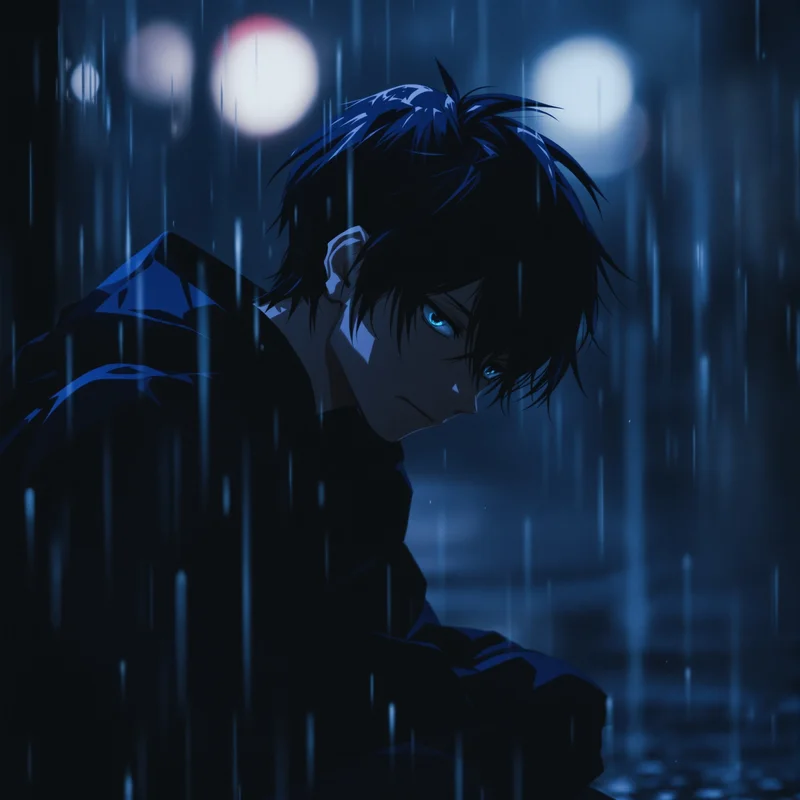 Dark lonely boy avatar.