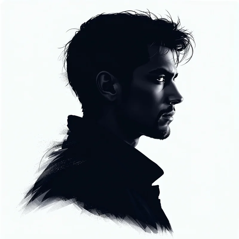 dark avatar profile image with black aesthetic contrast and clean face focus