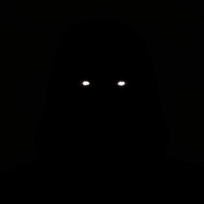 dark void default pfp with black silhouette and glowing eyes