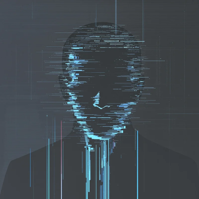 glitch corrupted default pfp with broken cyber aesthetic