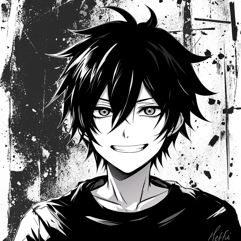 dark Denji profile avatar with clean square composition for online avatar styling