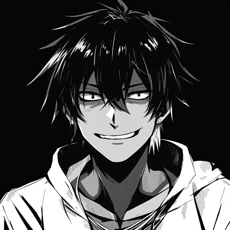 gritty Denji avatar image with strong shadow edges for digital profile identity