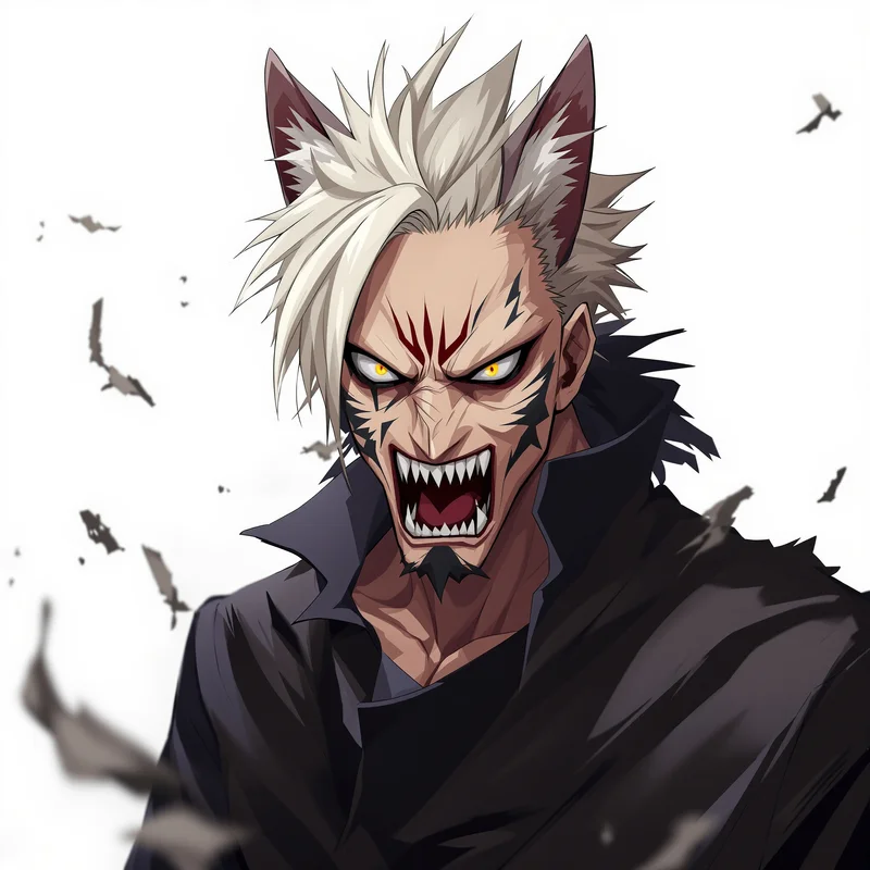 intense Denji portrait with shadow heavy tone for Chainsaw Man PFP design