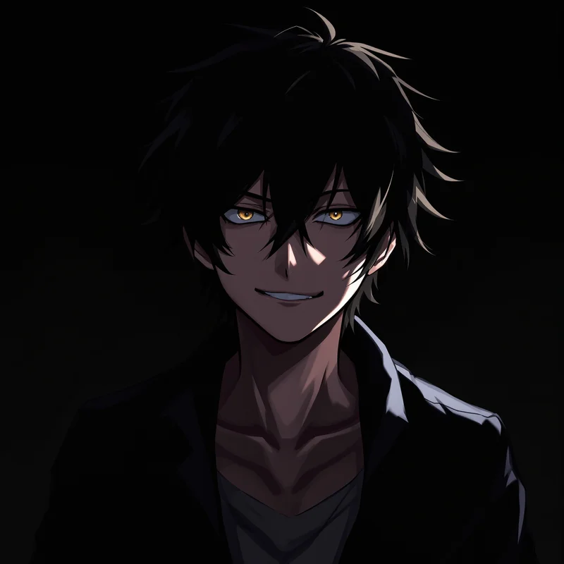 raw Denji anime portrait with high contrast lighting for profile picture use