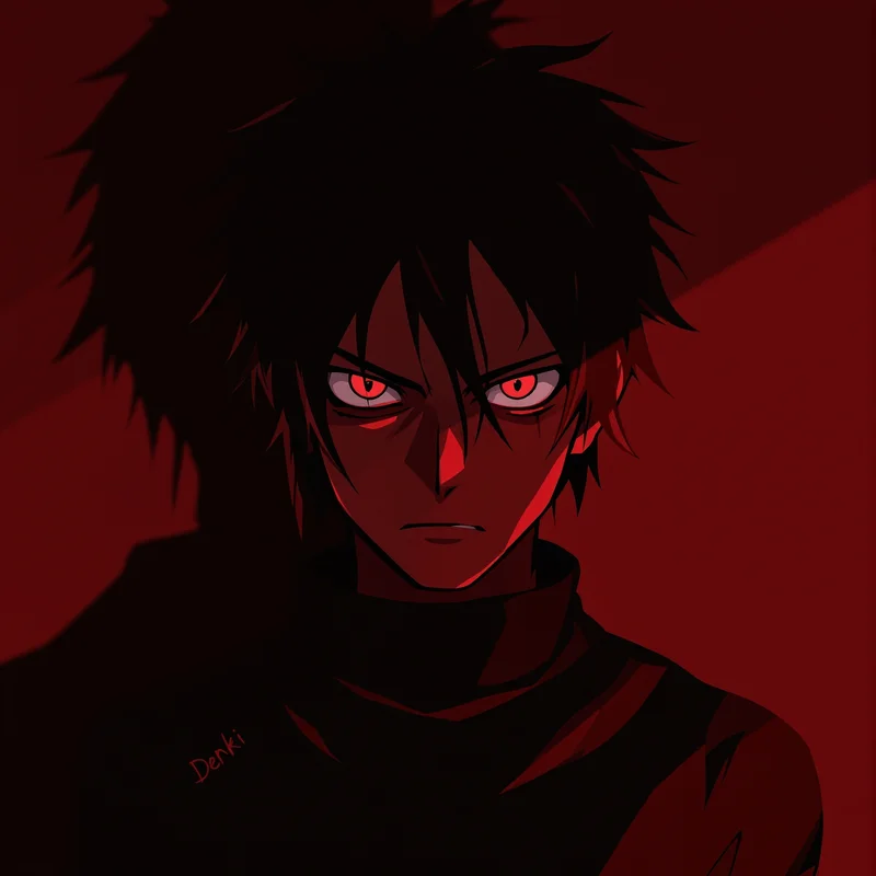 gritty Denji avatar image with sharp highlight lighting for anime profile display