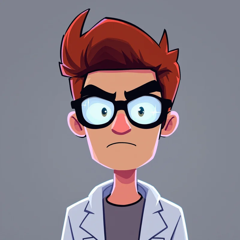 Dexter PFP portrait featuring monochrome lab and hologram flicker