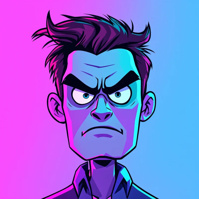 Dexter avatar image with intent expression and cool fluorescent light