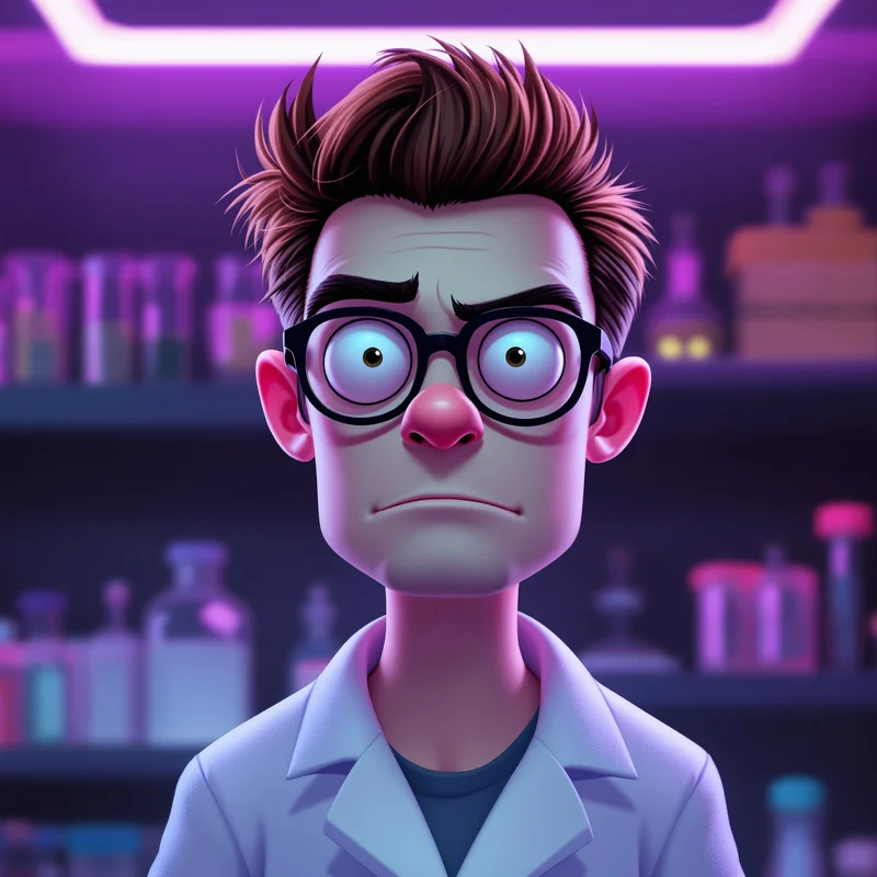 Dexter avatar icon using soft lab light with purple neon