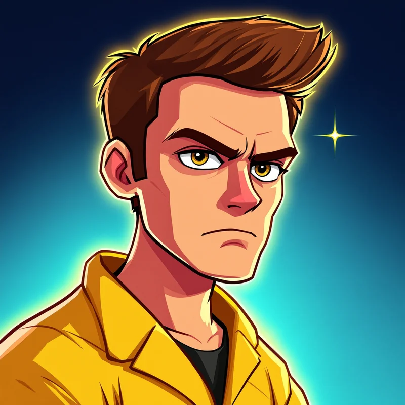 Dexter avatar icon using rim lighting with yellow lab tones