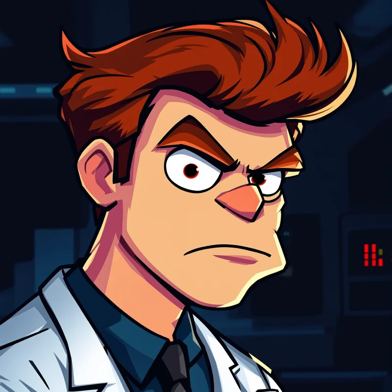Dexter PFP avatar with neon laboratory and focused mood