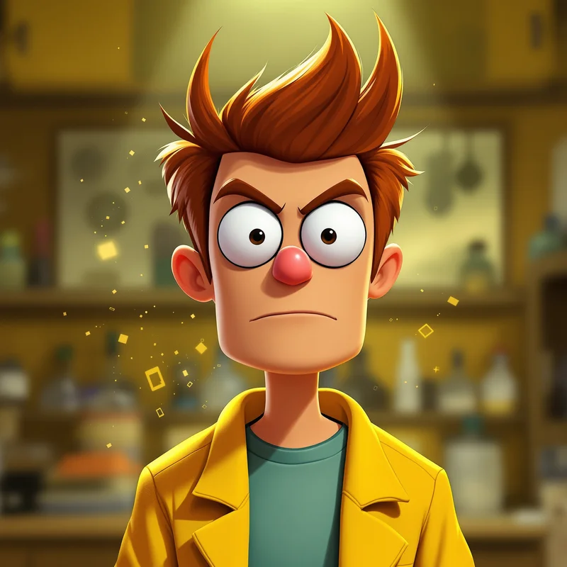 Dexter avatar icon using top-down light with yellow lab tones