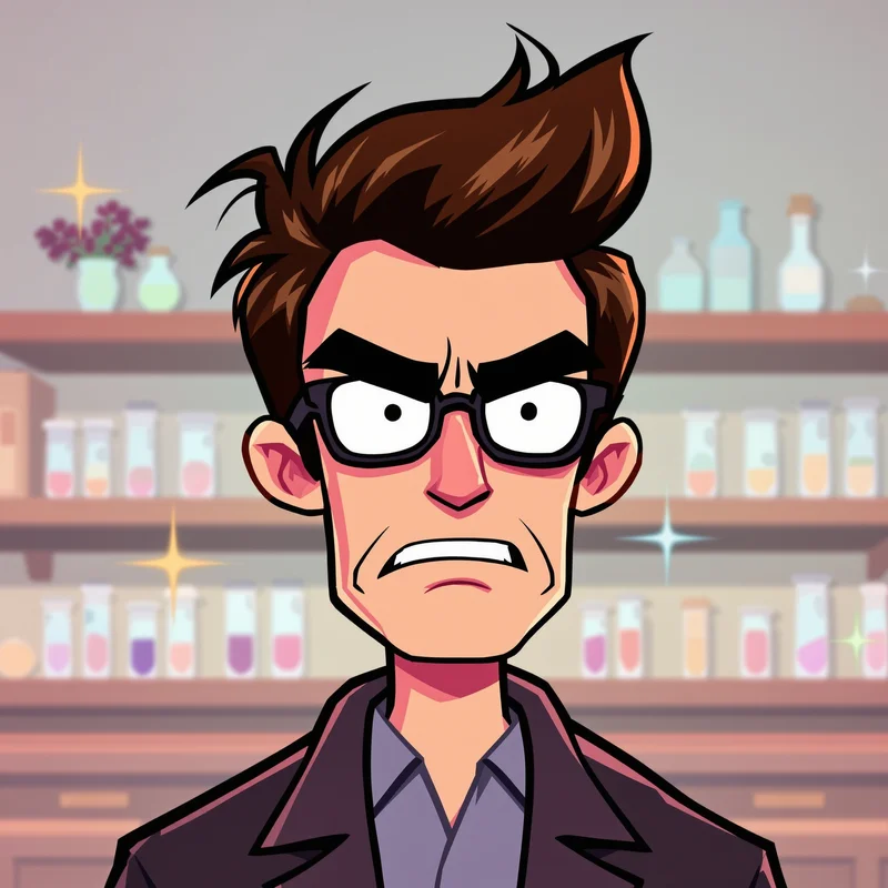 Dexter avatar icon using deep shadow contrast with pastel mix