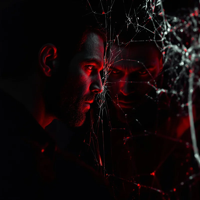 Dexter PFP reflected in dark crimson mirror