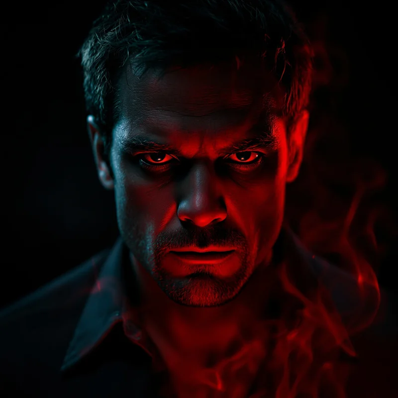 Dexter PFP surrounded by crimson smoke aura