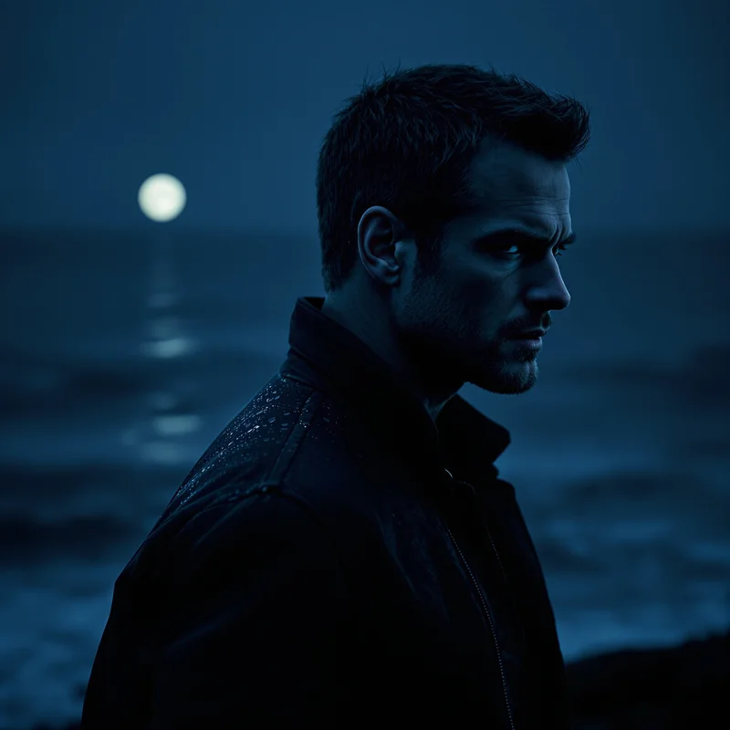 Dexter PFP with dark ocean cinematic atmosphere
