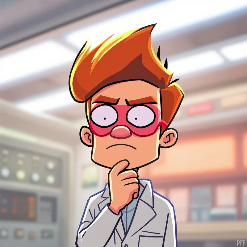 Dexter PFP design in neon laboratory with desaturated palette tones