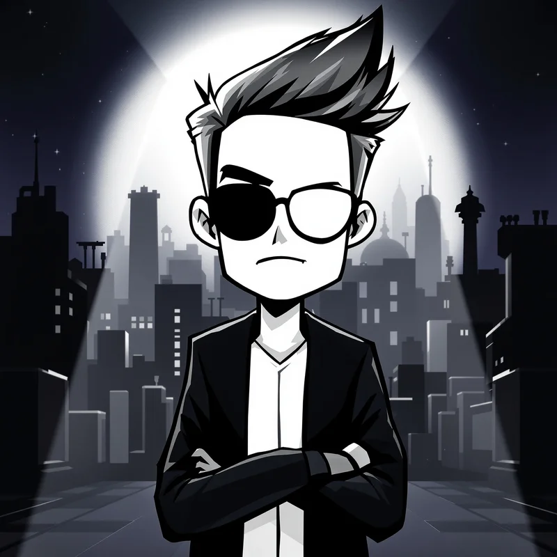 Dexter avatar icon using backlight halo with cool monochrome