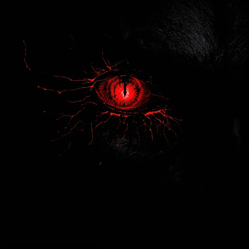 Crimson eye Discord PFP with black shadow background