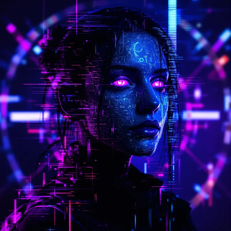 Glitch Discord PFP with neon cyber distortion
