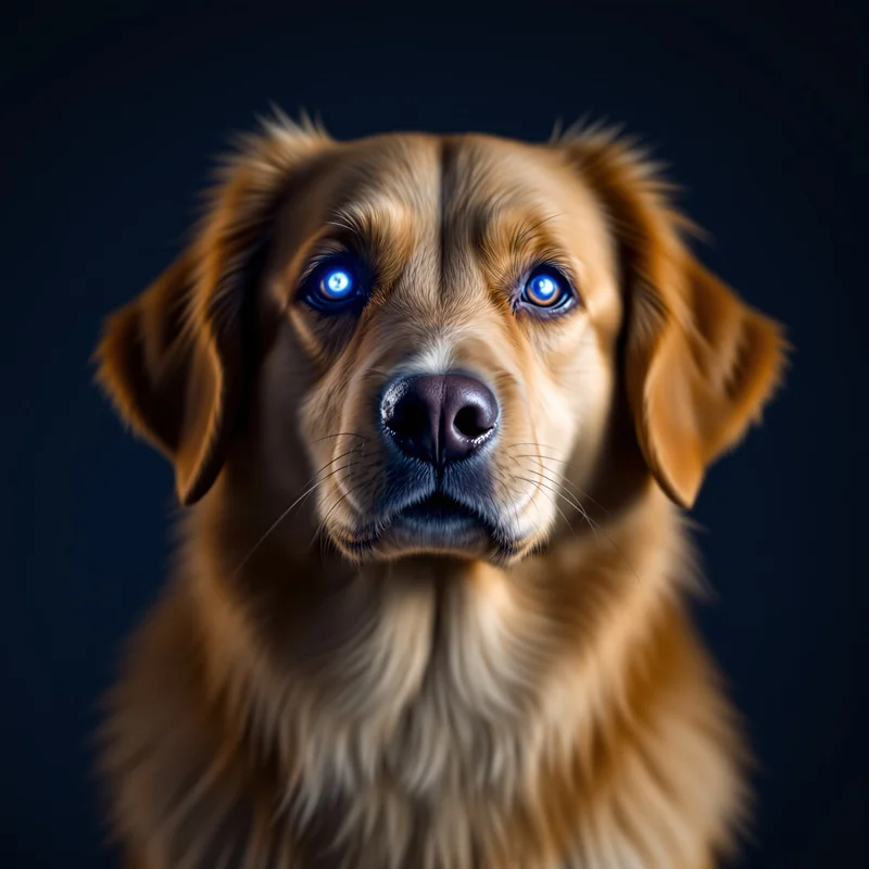 blue aura dog pfp with glowing calm energy