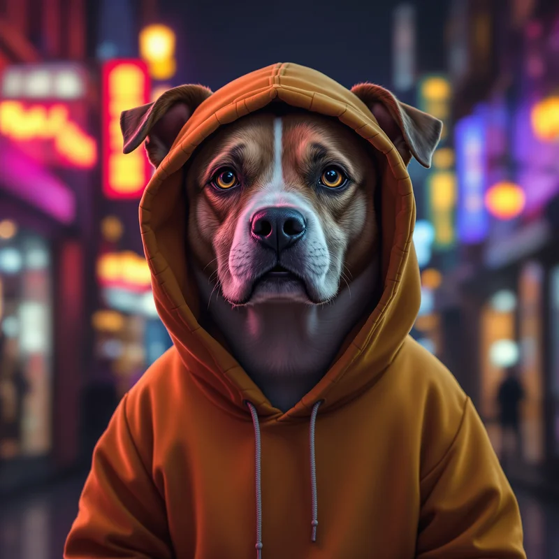 hoodie street dog pfp with urban cool aesthetic