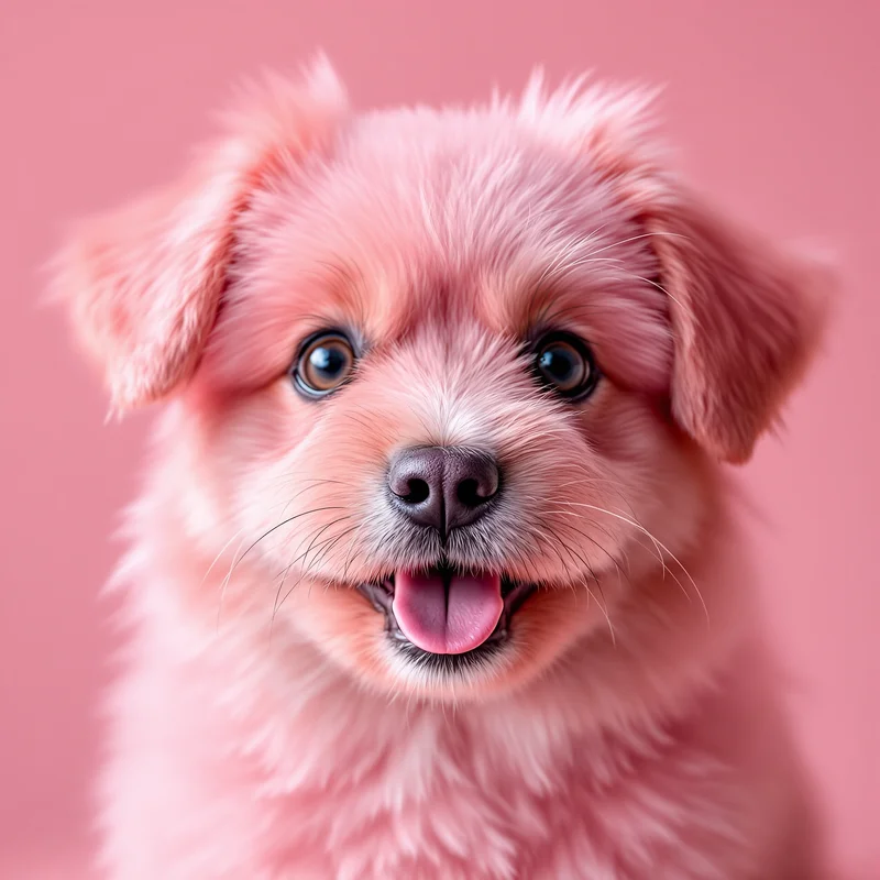pink cute dog pfp with soft playful aesthetic