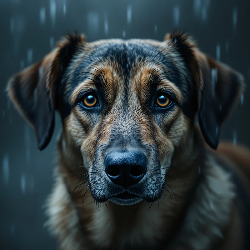 sad rain dog pfp with emotional lonely eyes