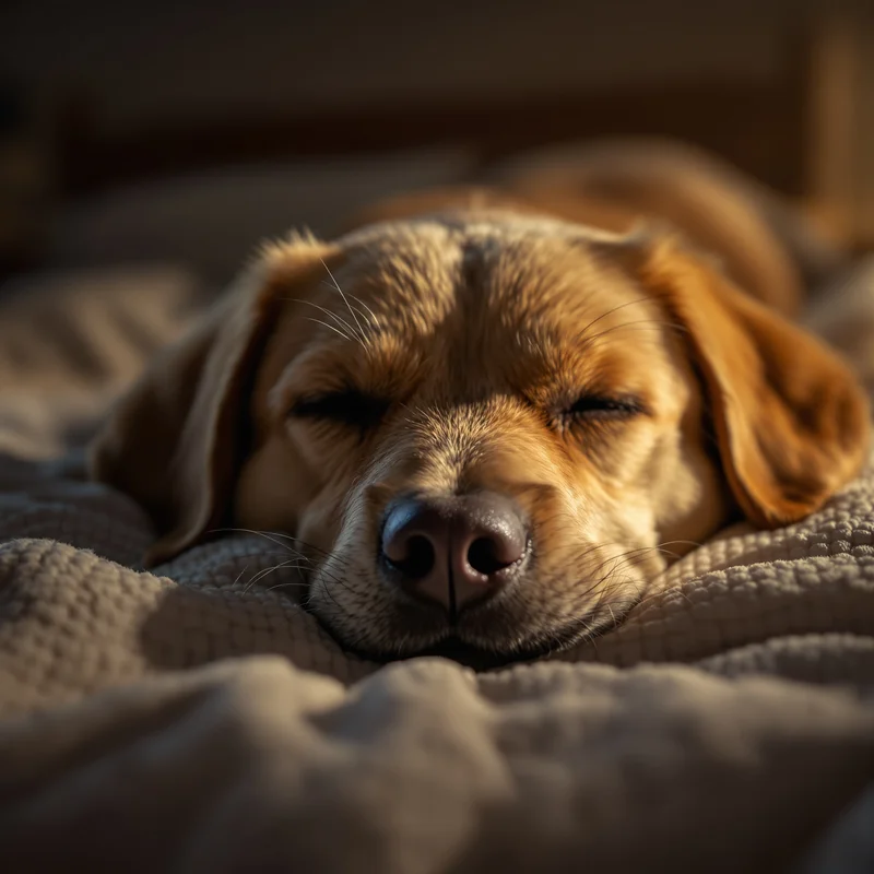 sleepy dog pfp with peaceful cozy expression
