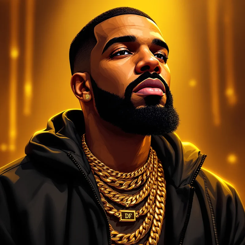 Drake Gold Chain anime portrait.