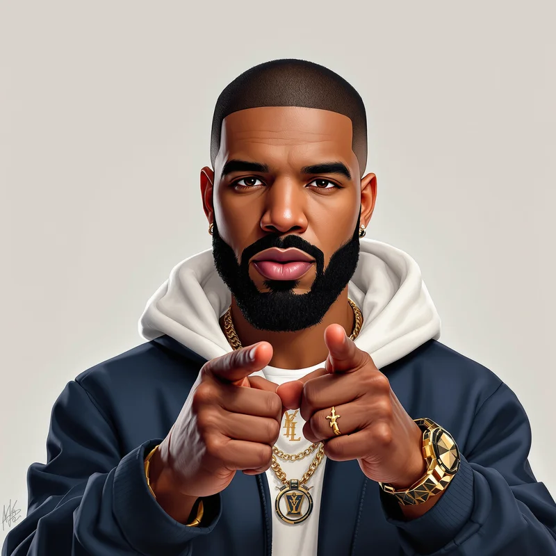 Drake Pointing digital portrait.