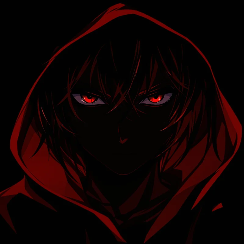 black red emo anime pfp with dramatic emotional contrast
