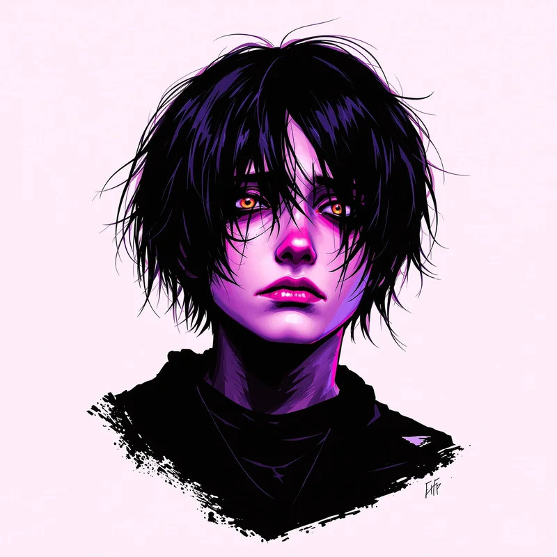 emo avatar image with dark tones for emotional identity