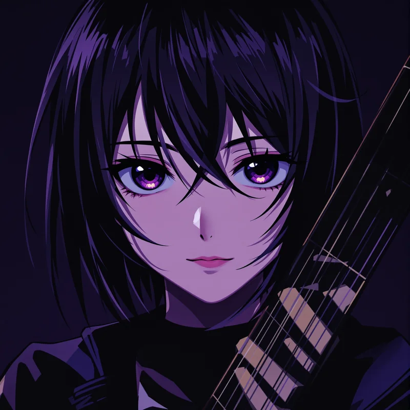 guitar emo anime pfp with alternative music aesthetic