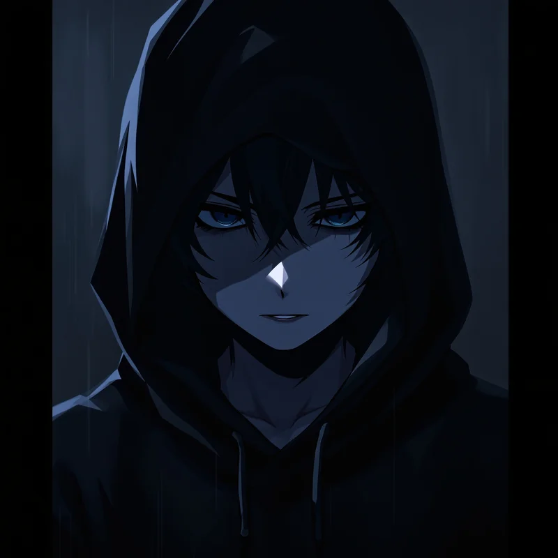 hidden face emo anime pfp with shadowed mysterious mood