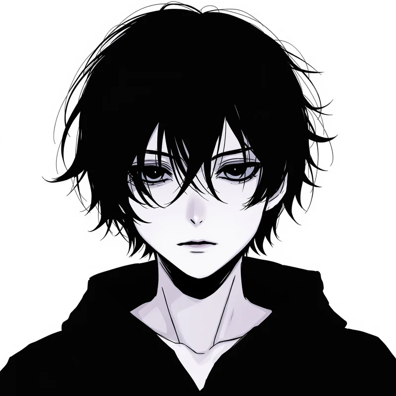 dark emo avatar with dark tones for messaging profile icon