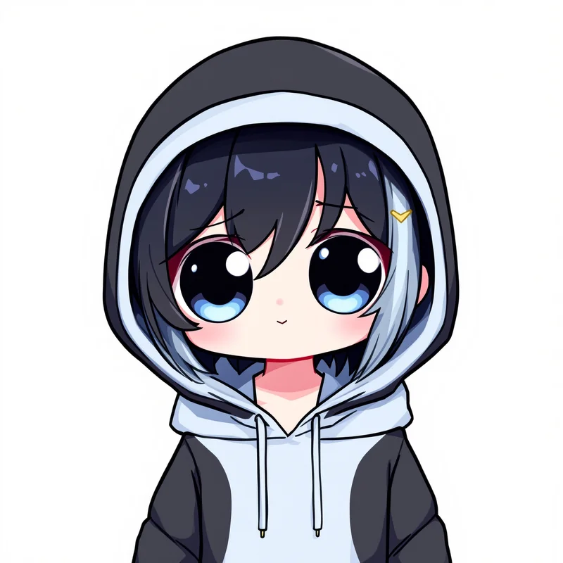 sad chibi emo anime pfp with cute melancholy expression